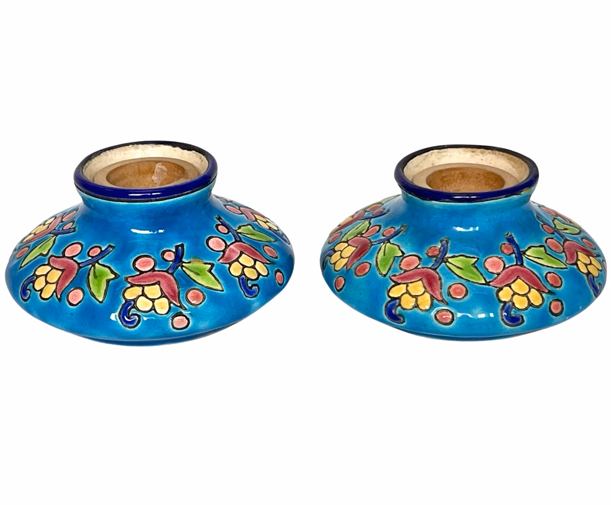 Pari Longwy-kynttilänjalkoja / mustemaljoja, Ranska