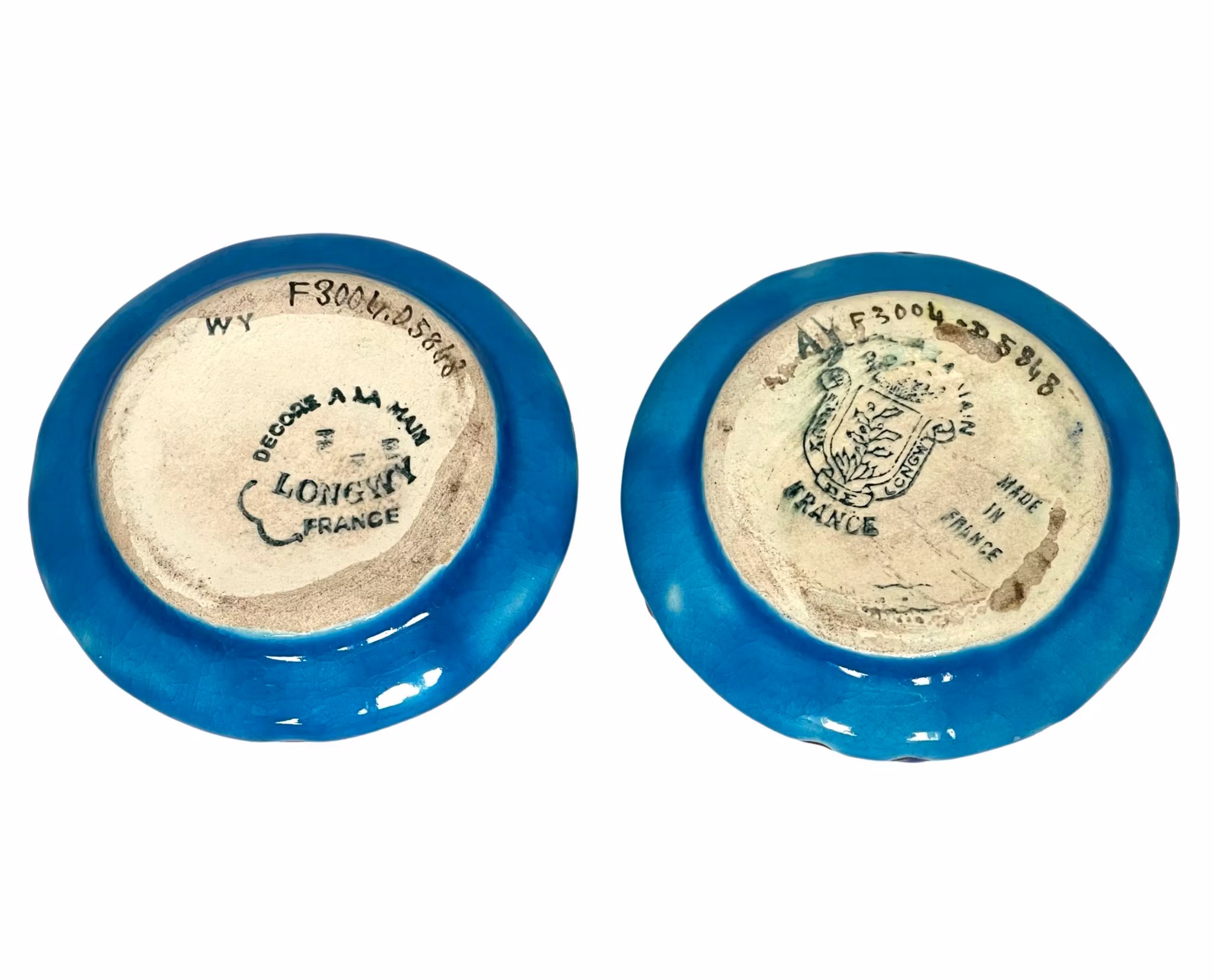 Pari Longwy-kynttilänjalkoja / mustemaljoja, Ranska