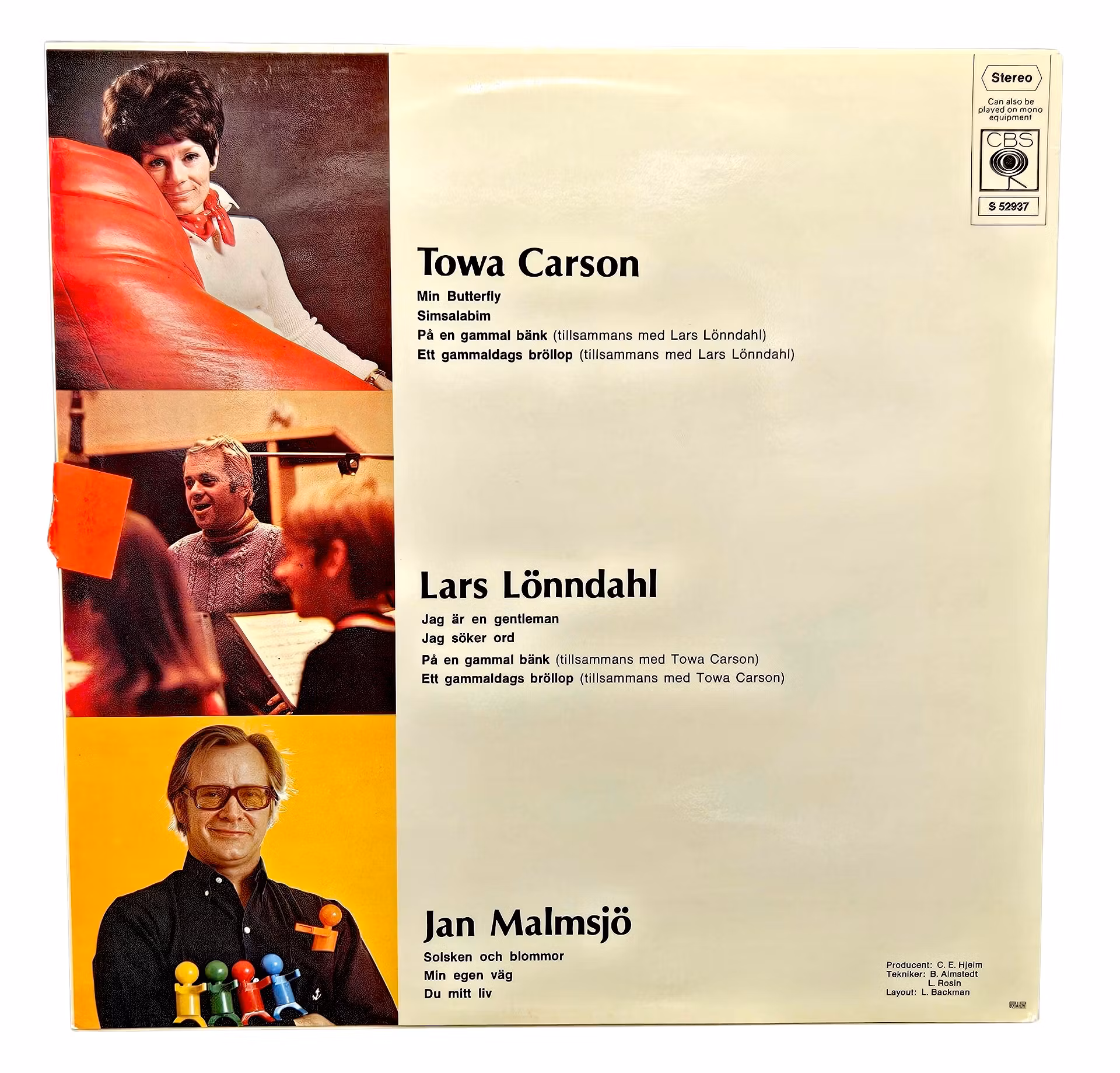 Towa Carson, Lars Lönndahl Och Jan Malmsjö, LP