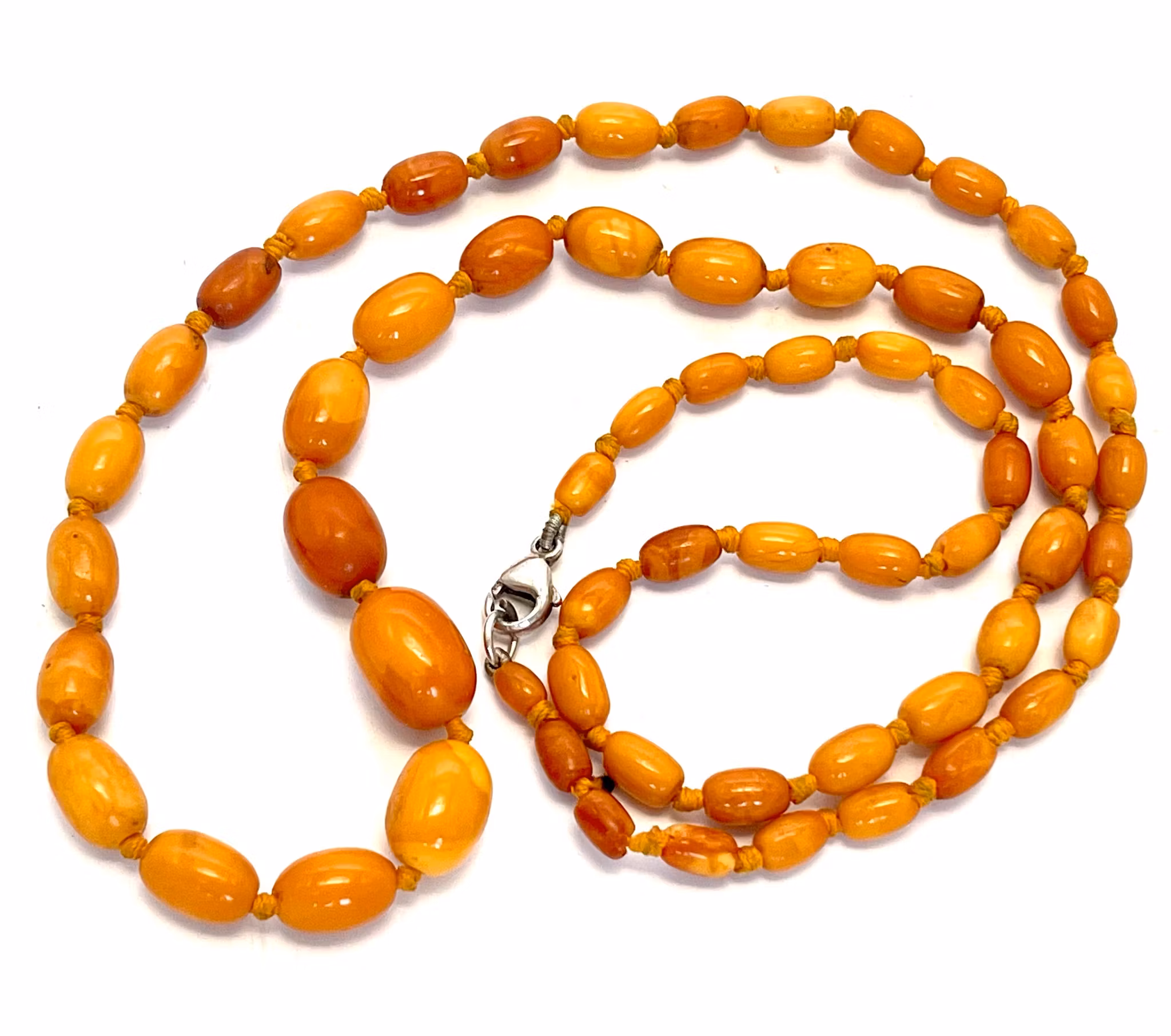 Antik baltisk æggeblomme naturlig rav halskæde, Tyskland