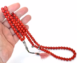 Gammal Radband / Misbaha, korall med silver