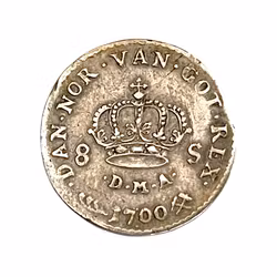Frederik IV, 8 skilling 1700, Danish Norwegian silver coin