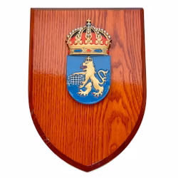 Herb namalowany na płycie drewnianej