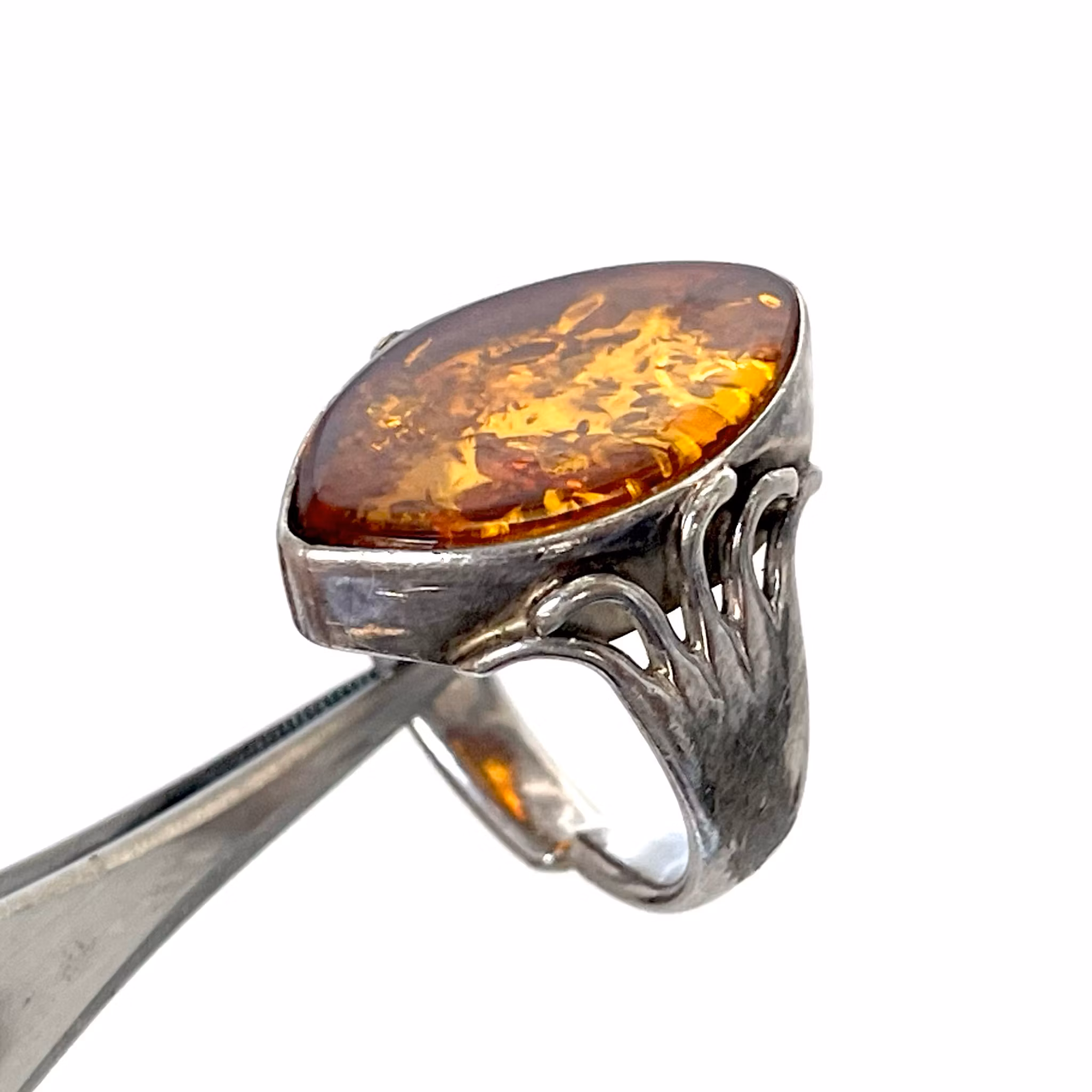 Vintage, naturlig ravsølvring