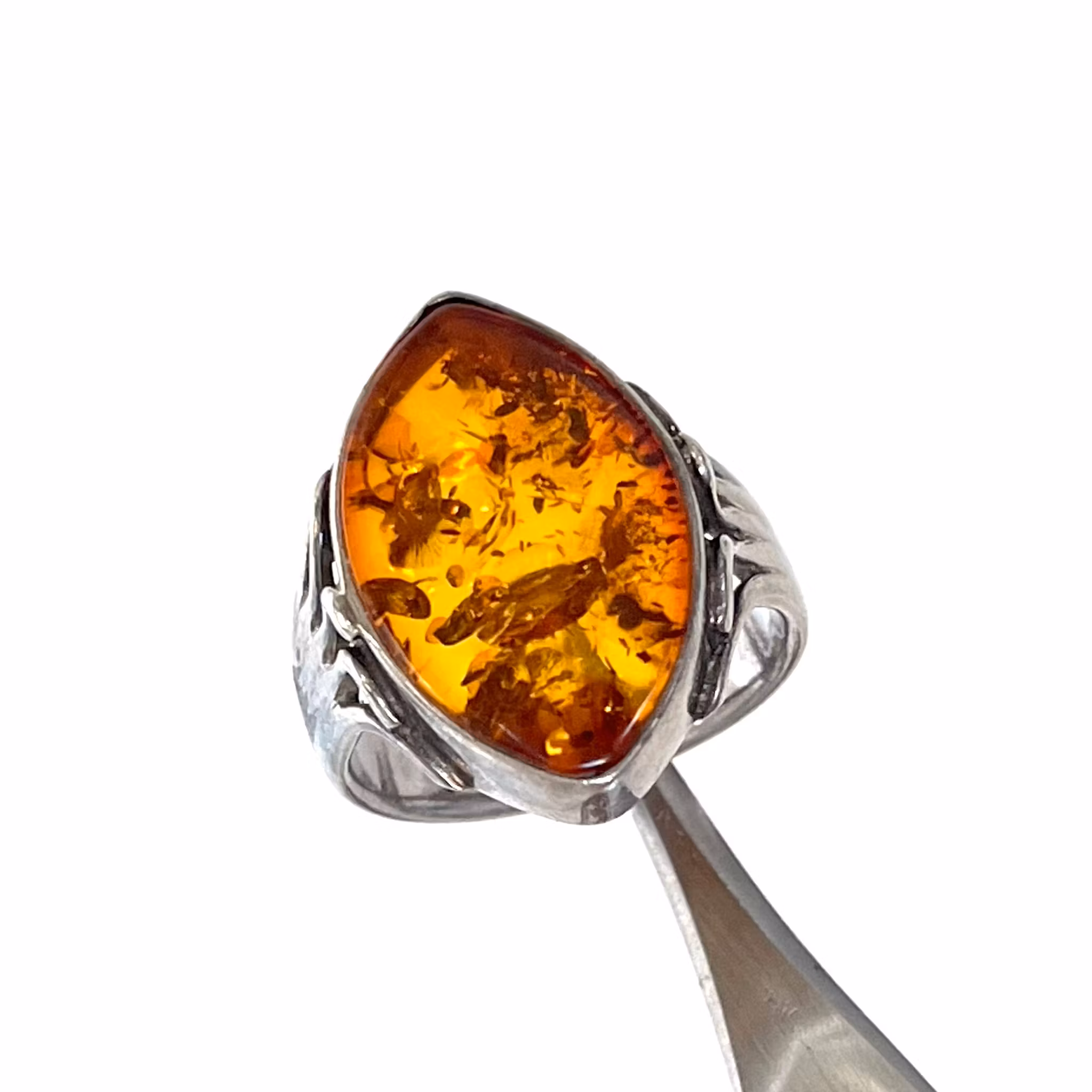 Vintage, naturlig ravsølvring