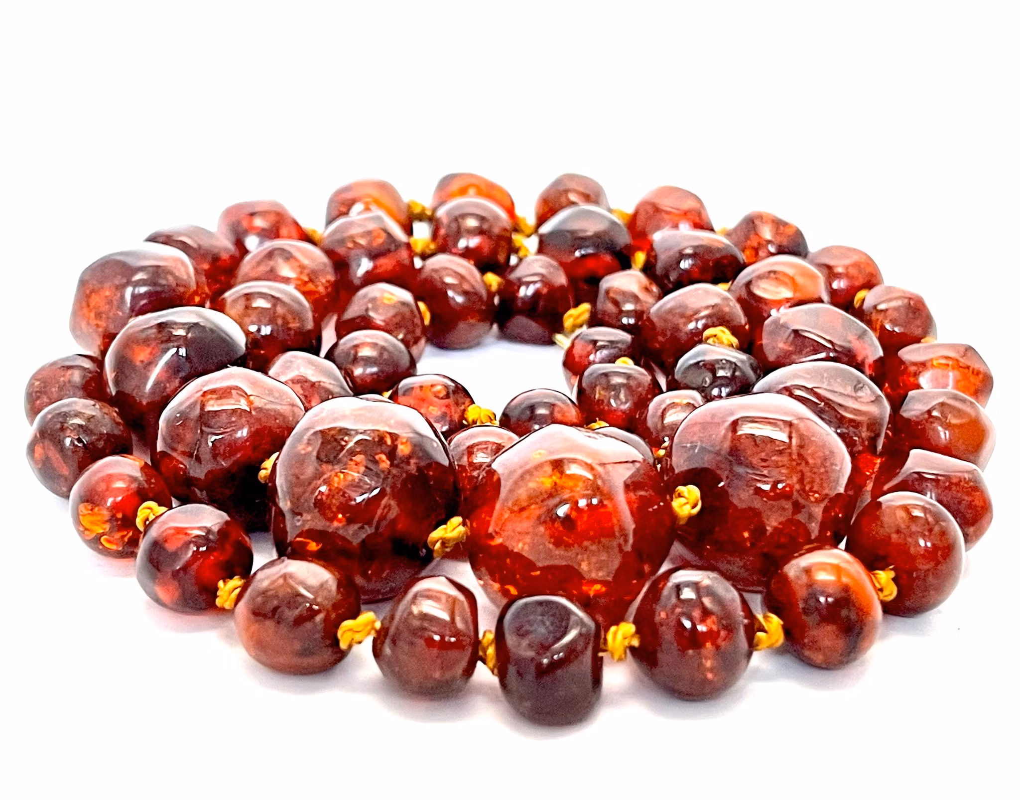 Antik naturlig baltiskt bärnsten collier, tidigt 1800-tal