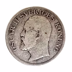 1 krone fra Oscar II sølvmønt fra 1907