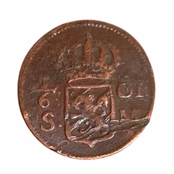 1/6 öre koperen munt, 1718 Karl XII, Zweden