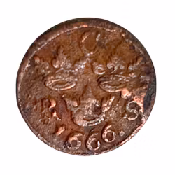 1/6 öre copper coin, 1666 Charles XI, Sweden