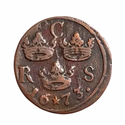 1/6 öre koperen munt, 1673 Karl XI, Zweden