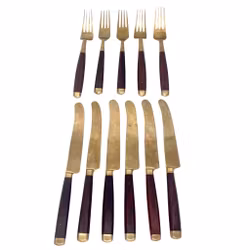 11 St Cutlery S Tailandia latón con madera teñida
