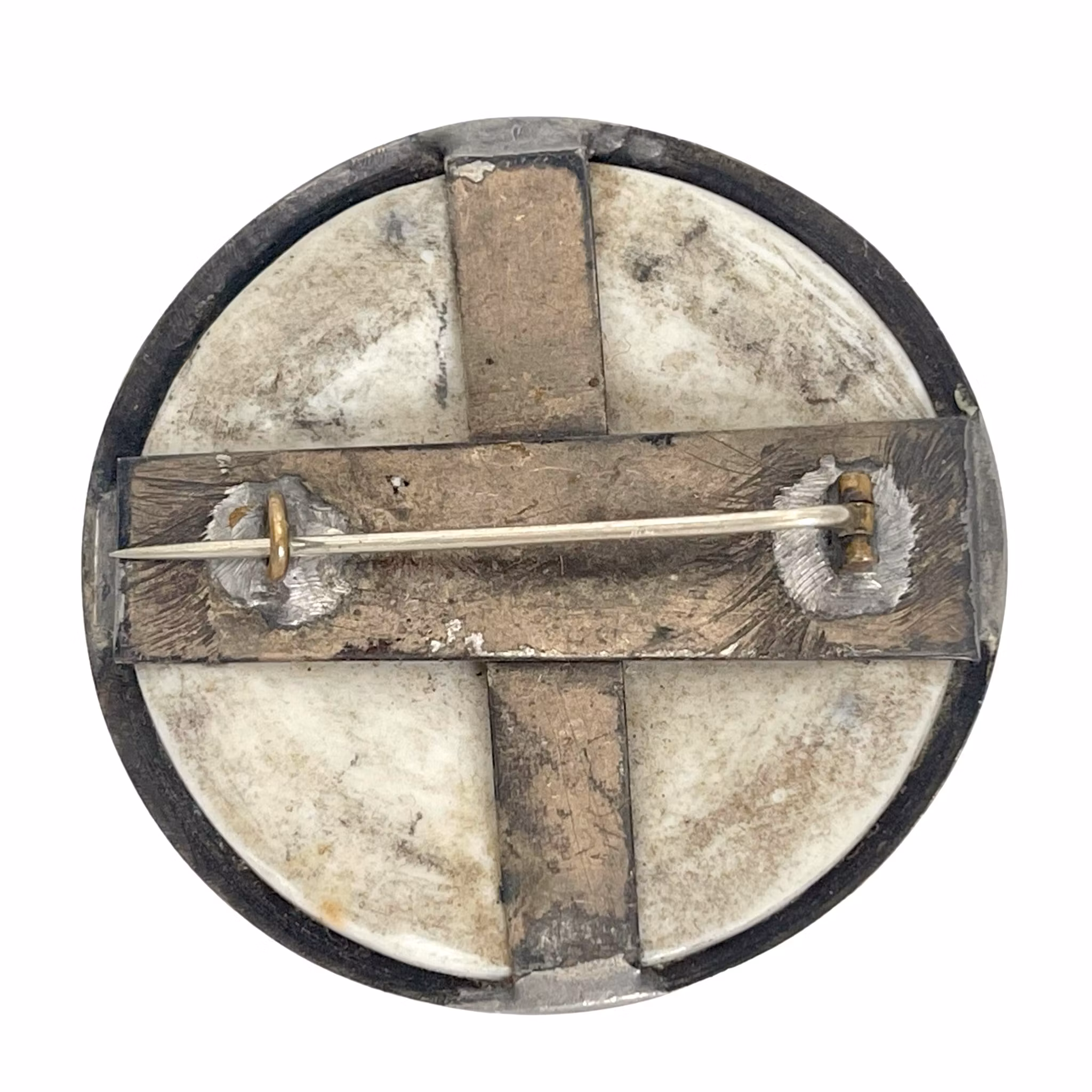 Broche antique en porcelaine peinte à la main