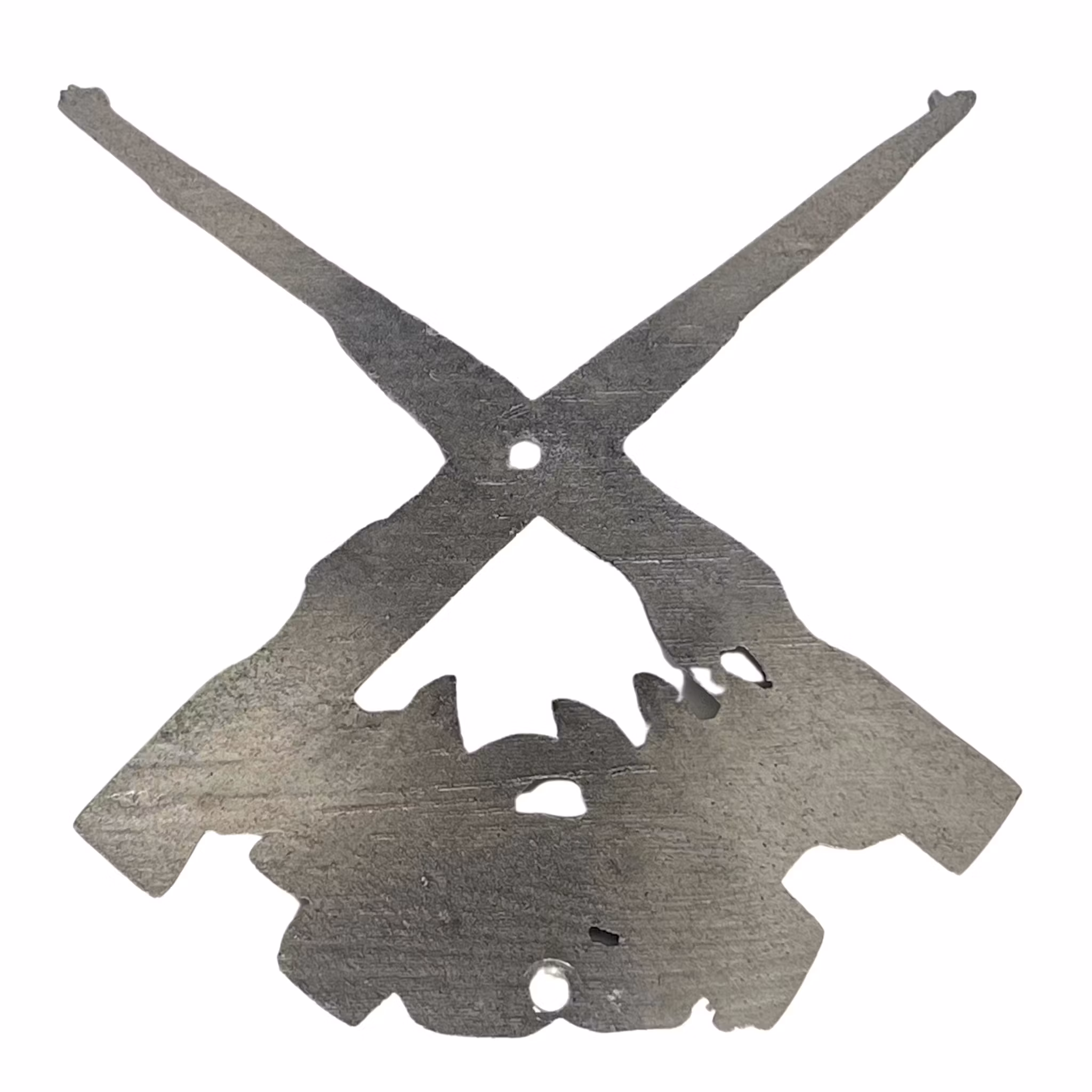 Schietvaardigheid, voorstellende twee gekruiste geweren bovenop een lauwerkrans, tin