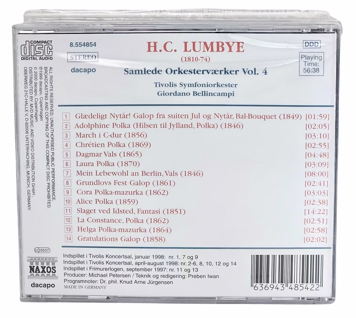 HC Lumbye, Samlede Orkestervaerker Vol 4, CD NY