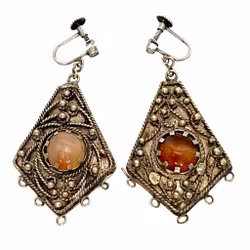 Orecchini antichi in agata e argento