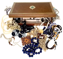 Vintage, masse eldre Bijouterie/smykker i eske