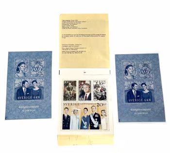 Minnesfrimärken Kronprinsessparet, och Kung Carl xvI Gustafs 50-års 1996