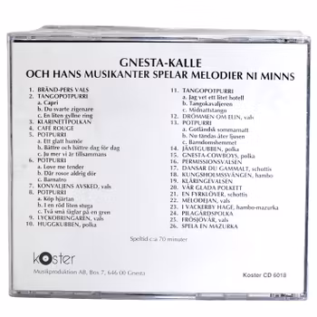 Gnesta Kalle Och Hans Musikanter Spelar Melodier Ni Minns, CD NY