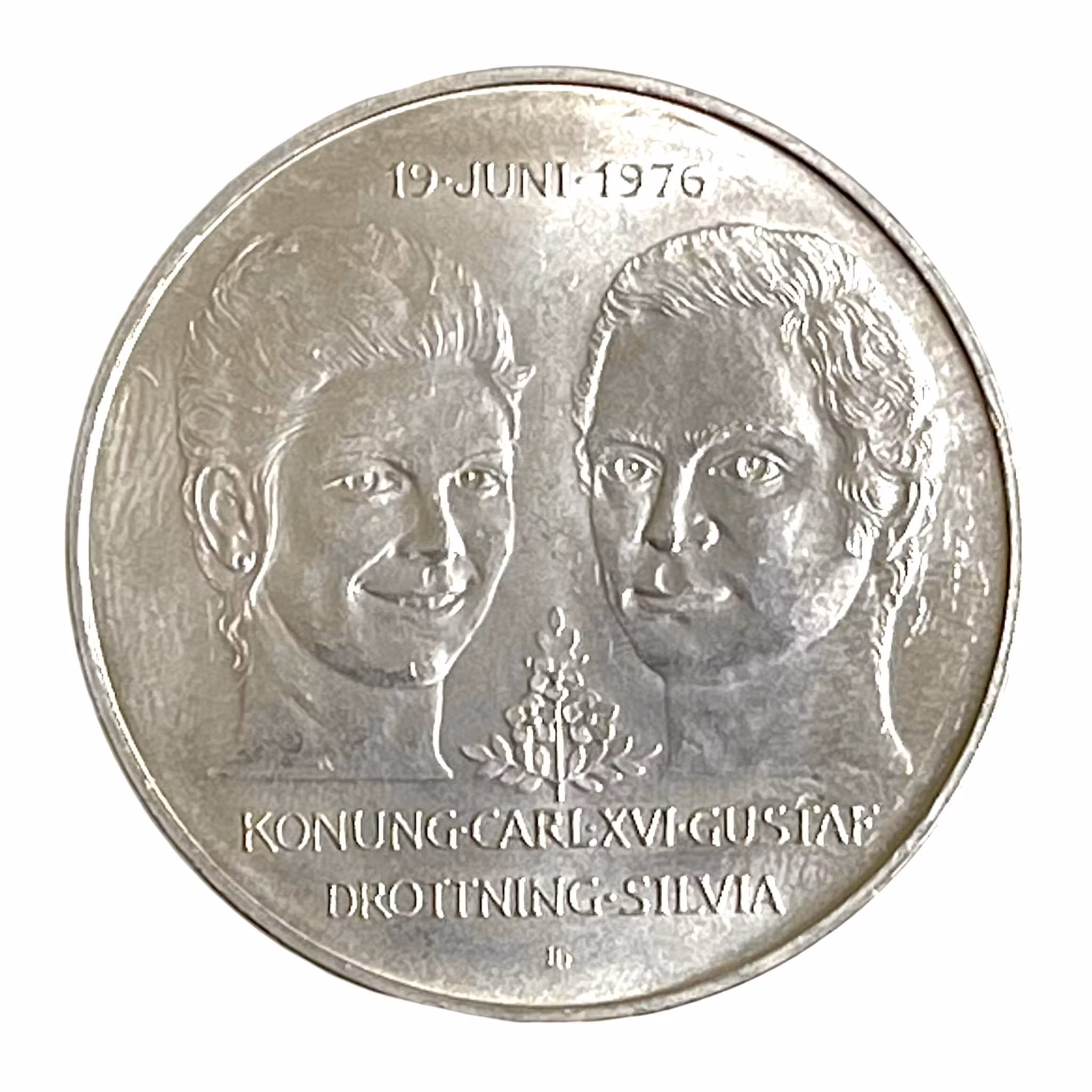 Moneta d'argento nuziale da 50 SEK del 1976