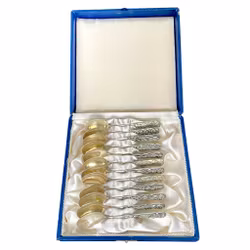 12 kaffeskedar i silver, Etui medföljer