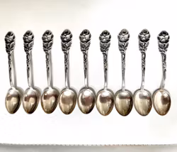 9 kaffeskedar i silver