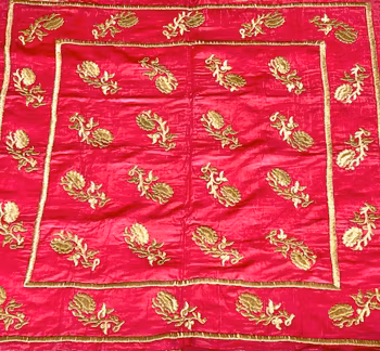 Broderi antik Serma, silke, Osmanska riket, 1600-tal, förgyllt silver tråd