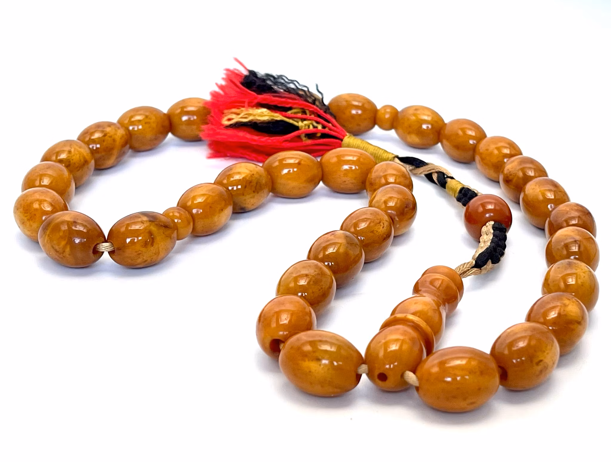 Antico rosario in ambra pressata 97 g