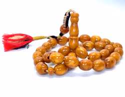 Antico rosario in ambra pressata 97 g