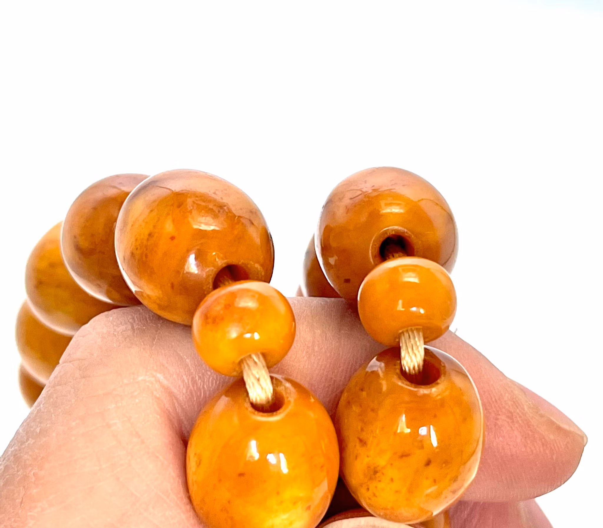 Antico rosario in ambra pressata 97 g