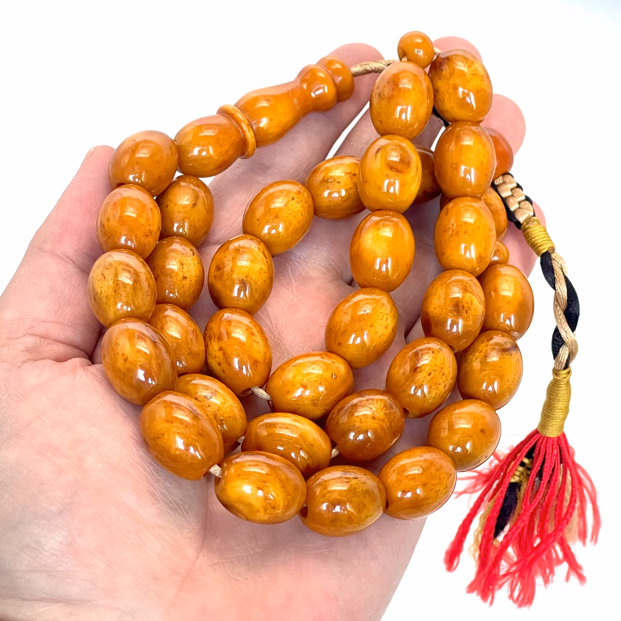 Antico rosario in ambra pressata 97 g