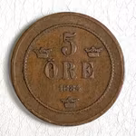 5 ÖRE 1884 Svenska Mynt