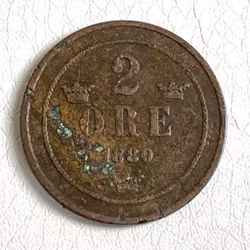 2 ÖRE 1880 Moneda Sueca