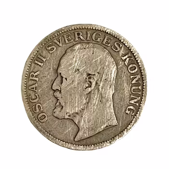 1 krona från 1906 Oscar II Silvermynt