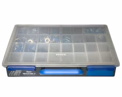 Alrededor de 1000 terminales de cable mixtos y palas retráctiles en una caja Raaco