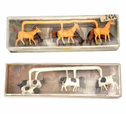 4 stk, Merten miniature figurer HO 2407, 2408, 1002, 1005