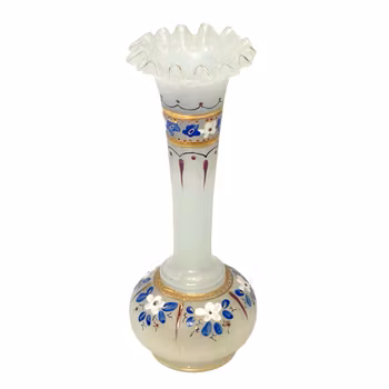 Vas, handmålad äldre opalin glas