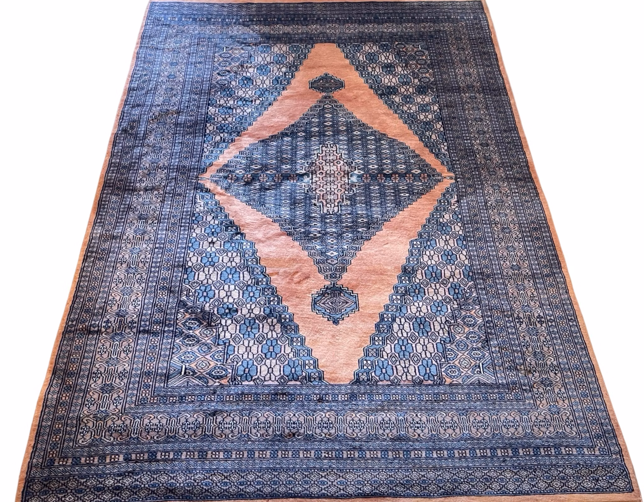 Handknuten Pakistansk Meddalion matta