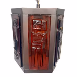 Erik Hoglund. Plafonnier, verre et cuivre, Boda Suède