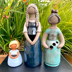 Vintage, 3 figurer i keramik til Elbogen Sverige