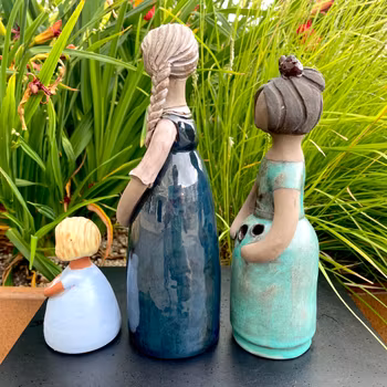 Vintage, 3 st figurer i keramik för Elbogen Sverige