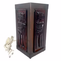 Erik Höglund. Bordslampa, glas och koppar, Boda Sweden