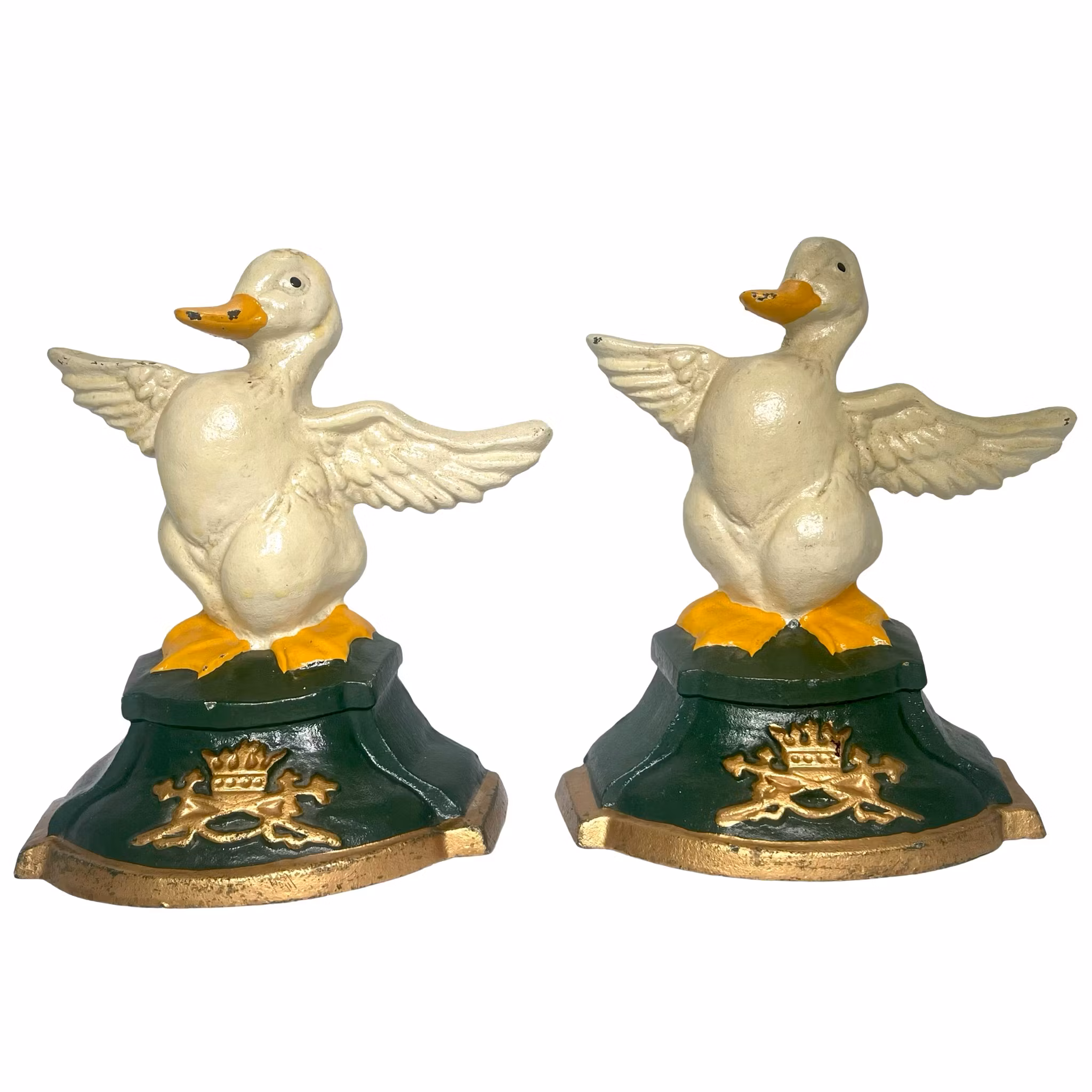 Vintage, para odbojników do drzwi żeliwnych kaczek - żeliwo - dom wiejski