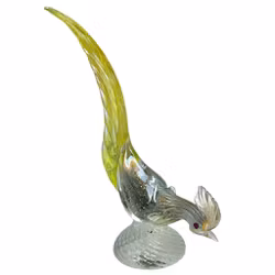 Figurina, uccello, vetro con scaglie d'oro, Murano, Italia