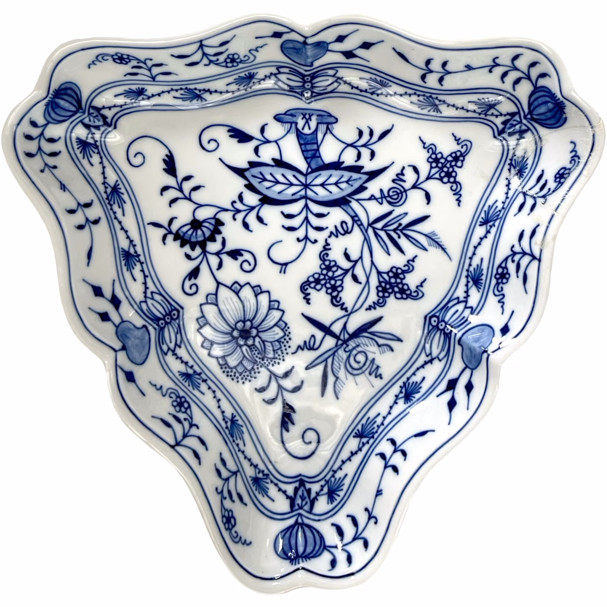 Meissen Trekantigt, Porslin Lökmönster Skålfat