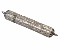 Antique scroll case Scroll container/writing capsules in silver with removable lid