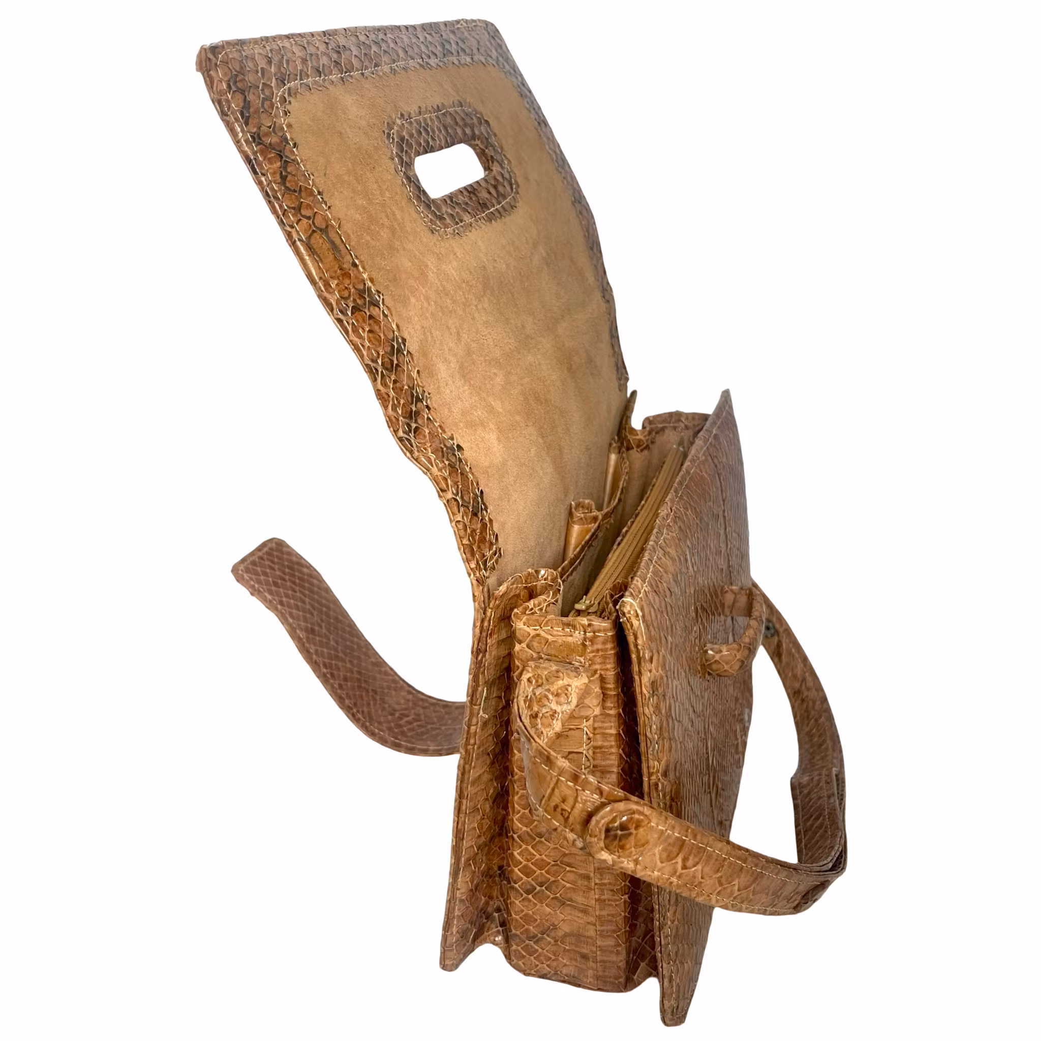 Vintage håndveske skulderveske, YKK, MM Kane skinnveske