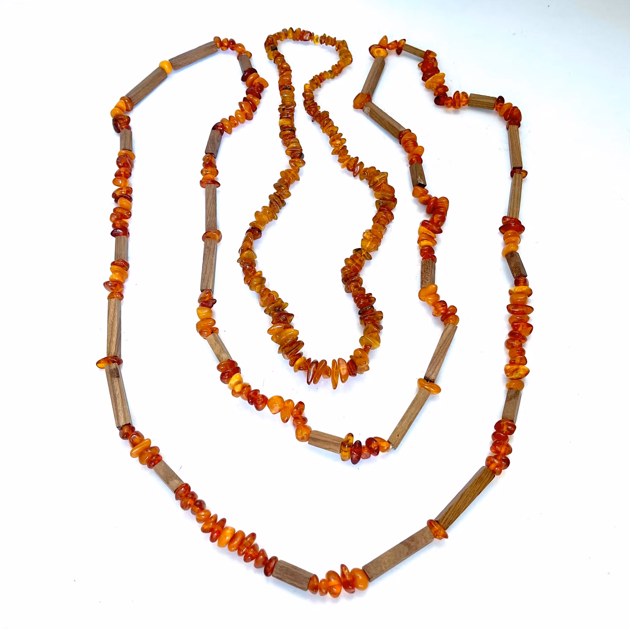 Vintage, 2 stk. naturlig rav halskjeder