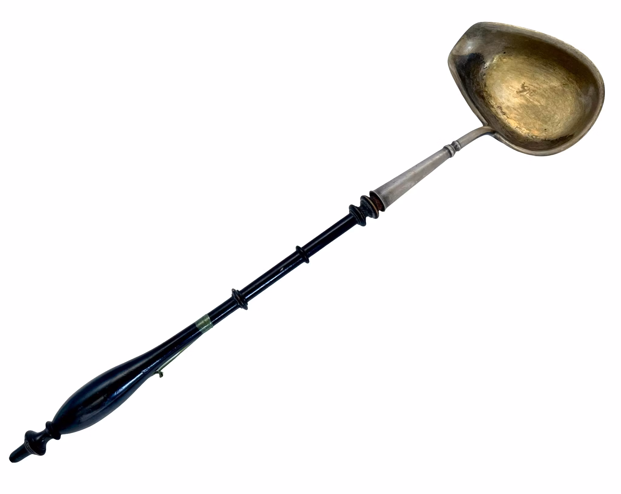 Louche à soupe antique avec manche en bois, 3 pcs.