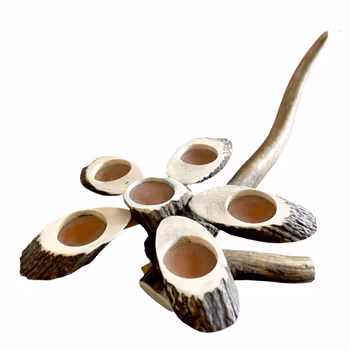 Ljusstake för 6 ljus - handarbete i renhorn - Spoldzielnia Rzemieslnicza Reflex, Polen