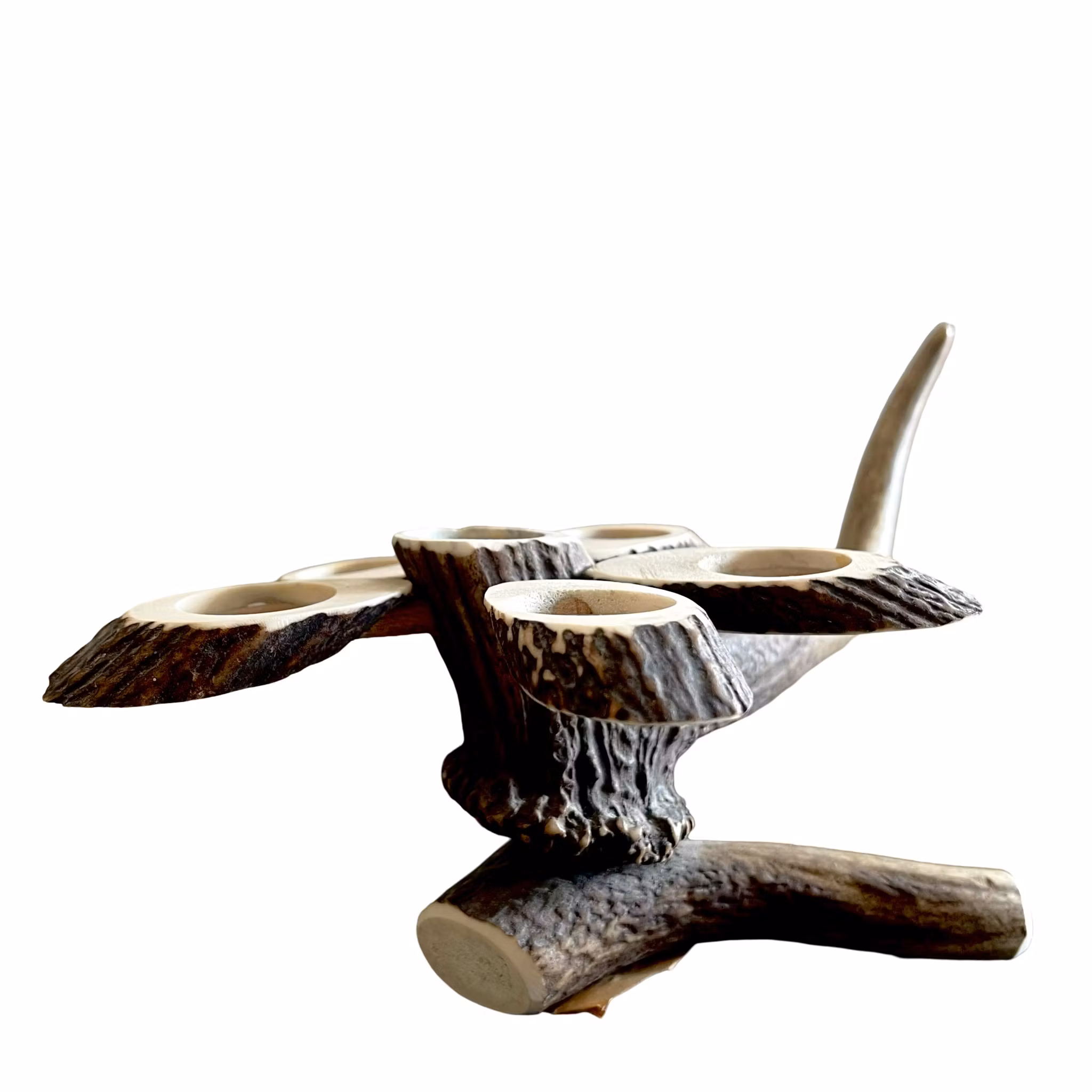 Ljusstake för 6 ljus - handarbete i renhorn - Spoldzielnia Rzemieslnicza Reflex, Polen